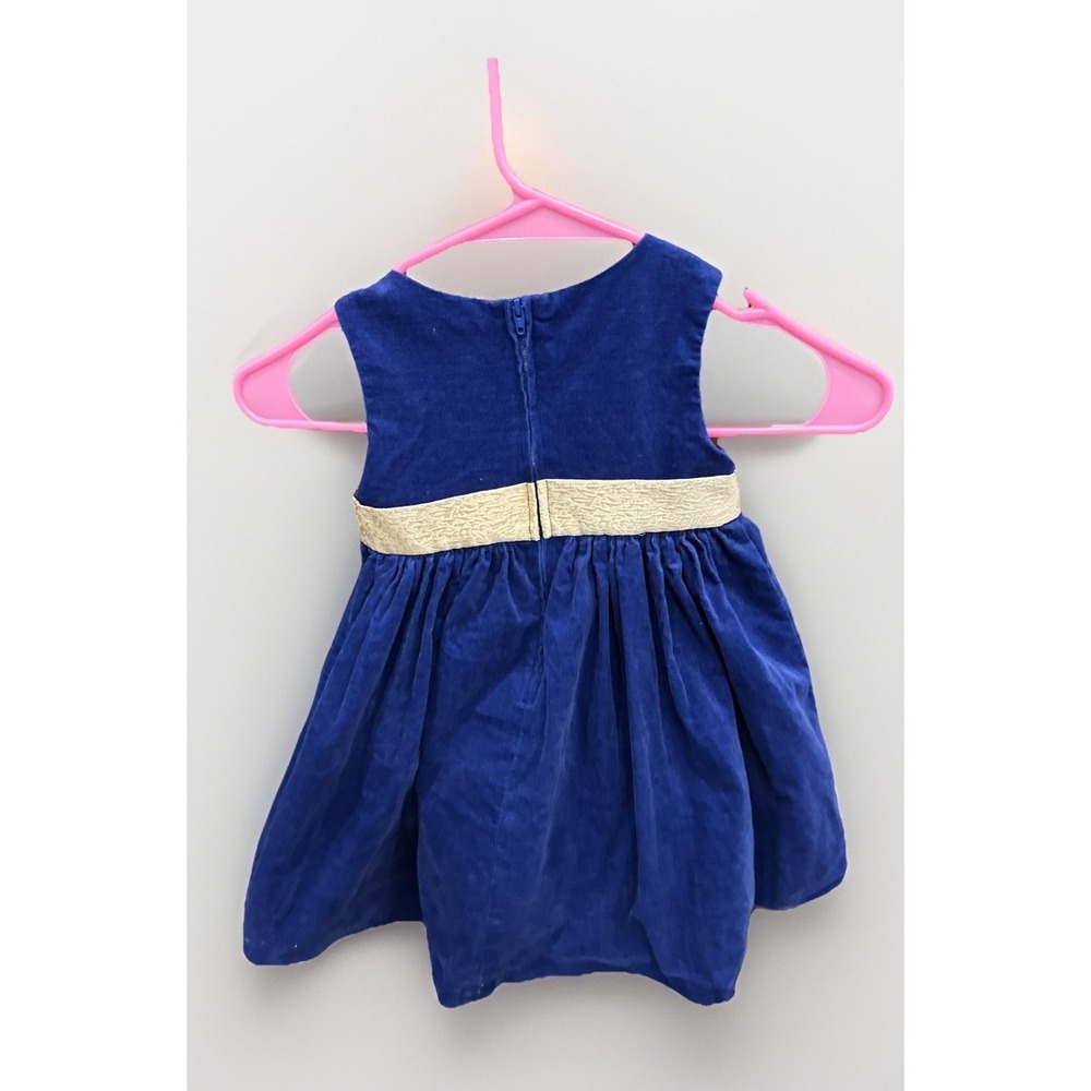 Gymboree Bow Dress‎ Blue Gold Holiday Christmas Girls Dress Sz 2T - Picture 4 of 4